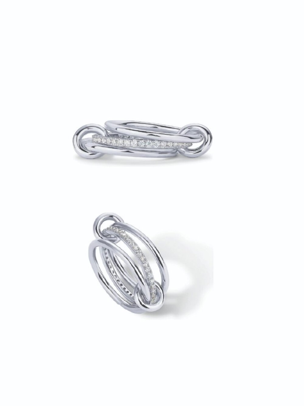 PAVOI 14K Plated Interlocked Stackable Rings in silver